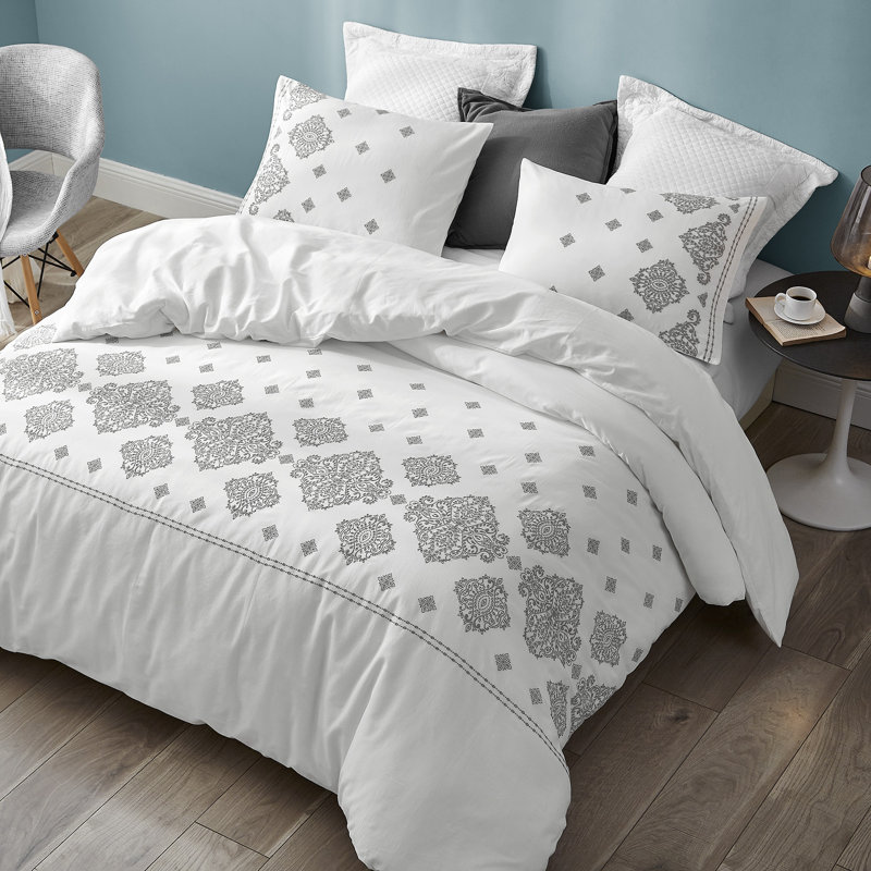 Ensemble d'édredon surdimensionné 100% coton Phineas Phineas, Gris, Édredon grand