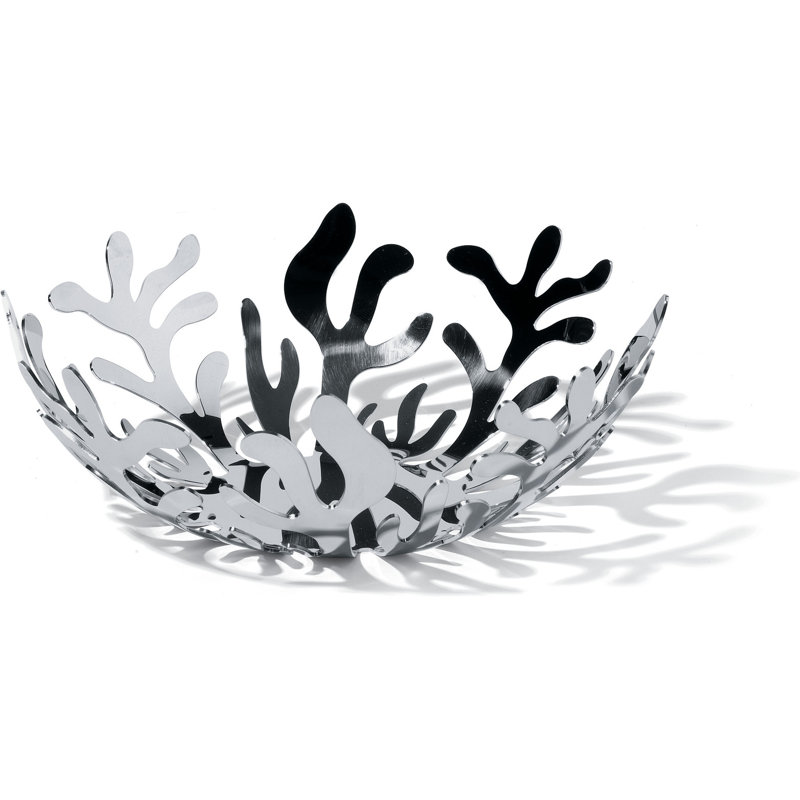 Alessi Stainless Steel Fruit Bowl, 9.5cm H x 21cm W x 21cm D, Polished Mirror