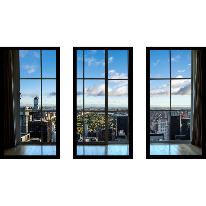 «New York Central Park II Window», ensemble de 3 reproductions de photos sur acrylique, H 33,5 po x l 52,5 po x P 1 po