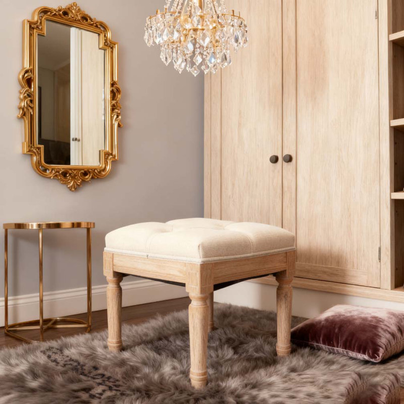 Square Upholstered Rustic Ottoman Bench