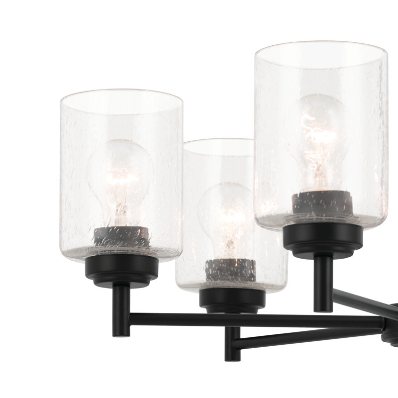 Winslow Black 6-Light Chandelier with Clear Seeded Glass
