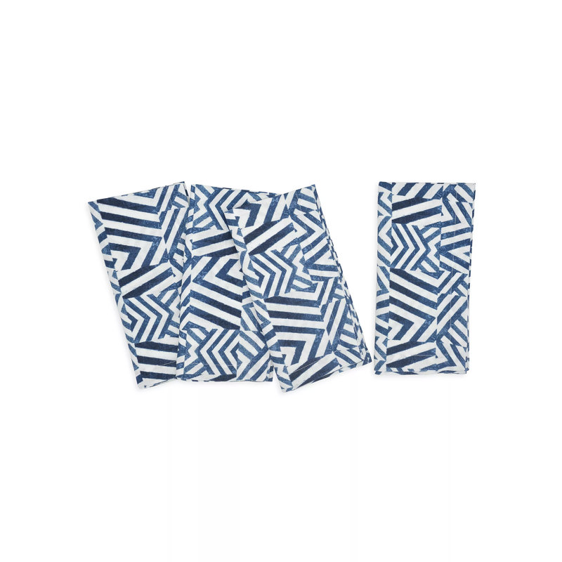 Tile Napkins, Set Of 4, Navy/White