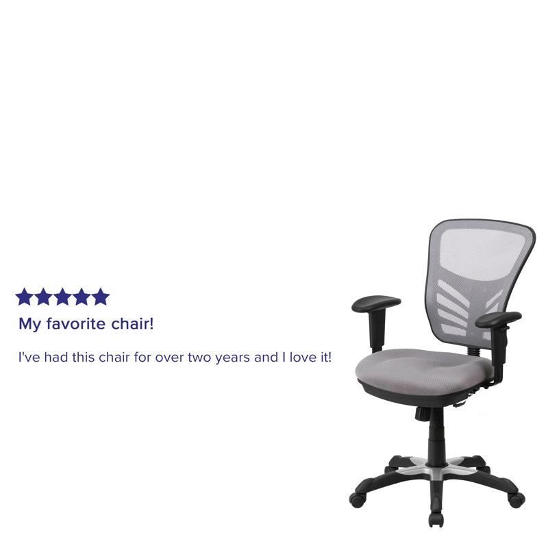 Ergonomic Mid-Back Mesh Executive Swivel Chair with Adjustable Arms in Gray