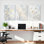 Ensemble de 3 tableaux muraux sur toile tendue, motif bouquet de fleurs blanches, pour la décoration du salon et de la chambre.