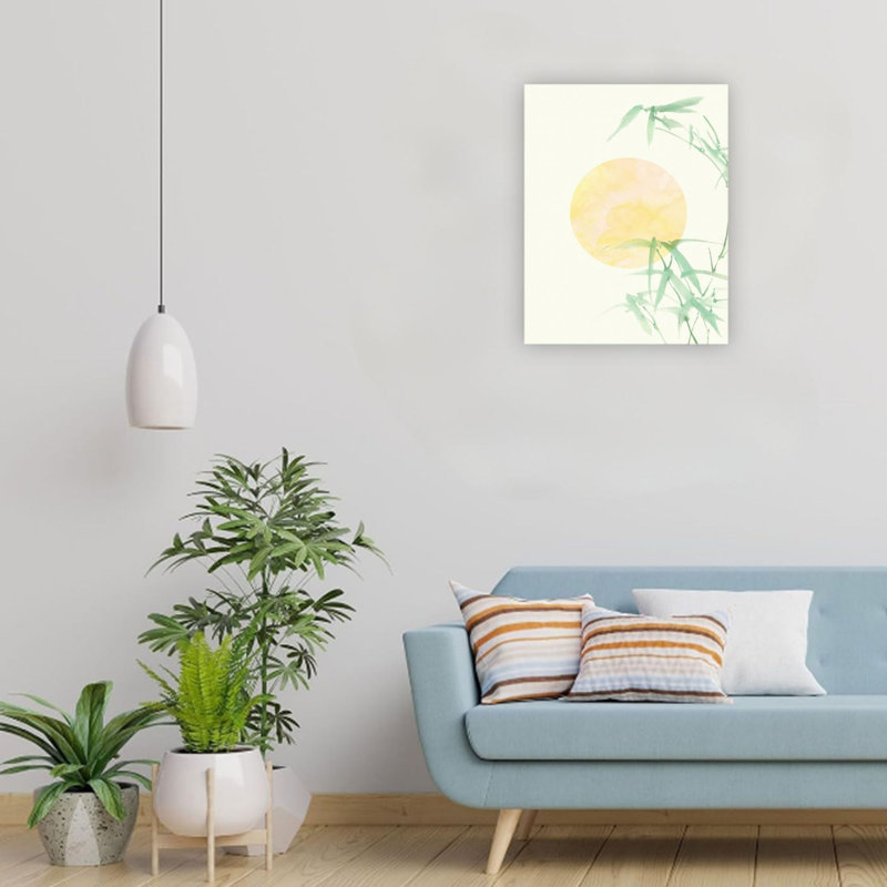 Soleil doux et bambou vert, impression sur toile, 24 x 18 po, art mural moderne de qualité supérieure