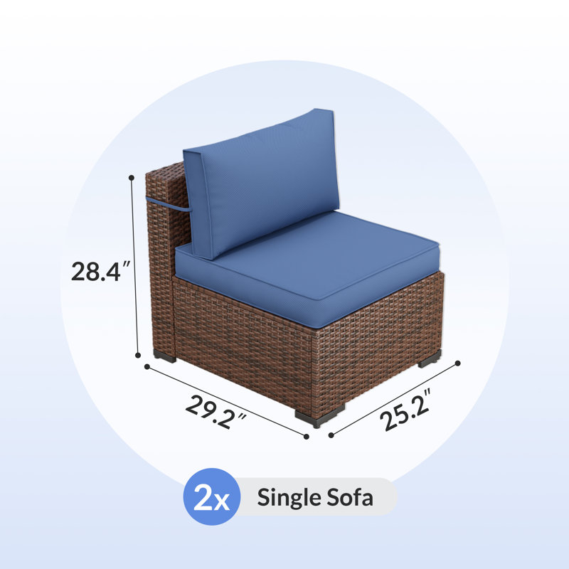 Mecayla 25.2” Patio Chair with 4"D Cushions, Navy Blue