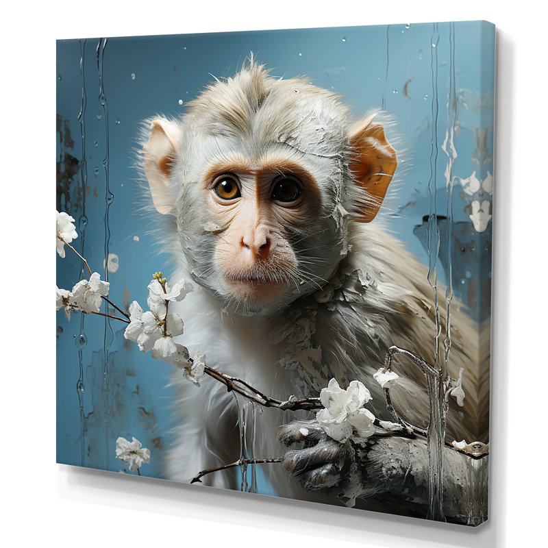 «White», singe polaire, voyage II - art mural singe, Toile tendue, H 30 po x l 30 po x P 1,5 po