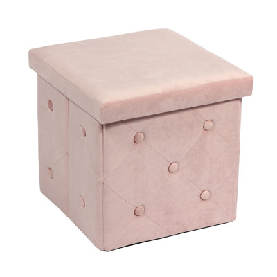 Farview 38cm Wide Velvet Square Plain Foldable Ottoman Ottoman with Storage