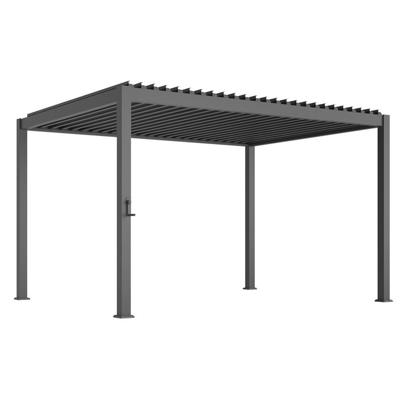 Aluminum Pergola with Adjustable Louvers for Outdoor with Rainproof Canopy, Charcoal Gray, 10 ft x 13 ft