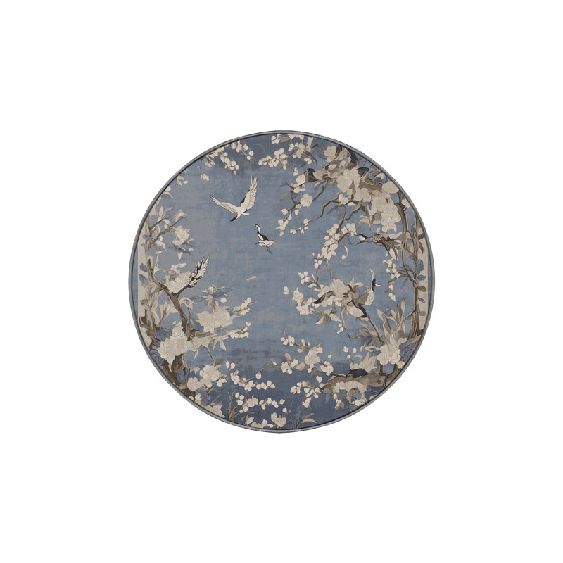 Machine Washable Gray Area Rug, Round 3'