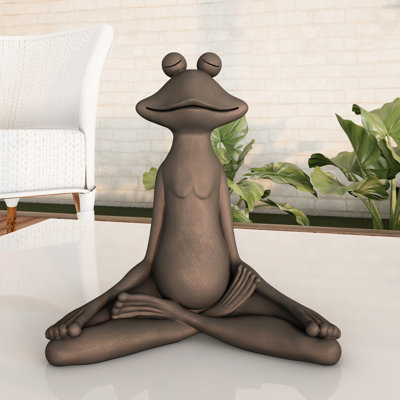 Laird Meditating Frog Yard Statue - Zen Yoga Resin Toad Sculpture - Yard Decor