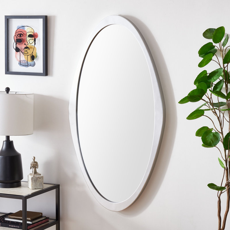 Bores Metal Flat Wall Mirror, Silver