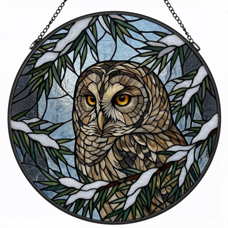 Panneau de vitrail hibou H 12 po, 12"H