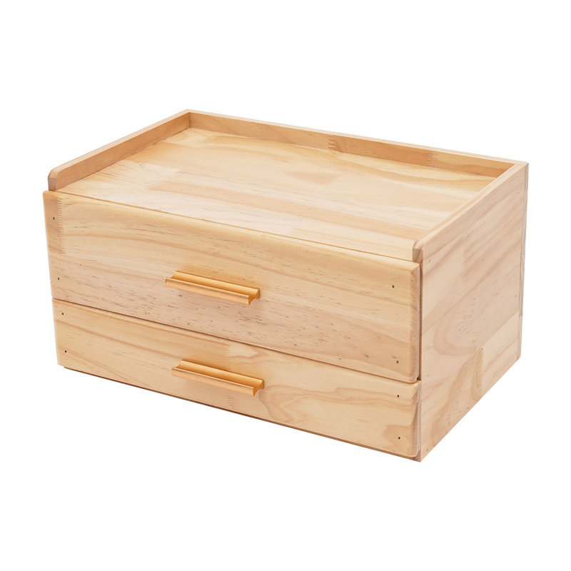 Organisateur de bureau avec 2 tiroirs, Beige