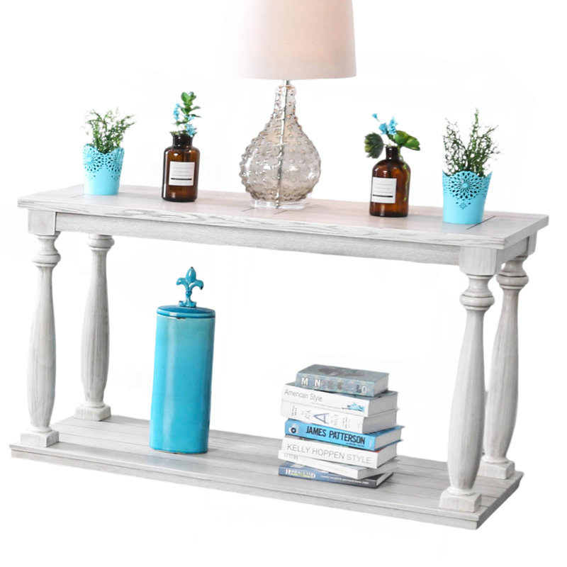 Rustic Style SOFA TABLE Open Bottom Shelf Plank Style