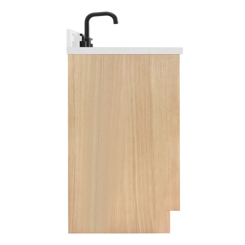 ARIEL Kelly 48 Single Sink Bathroom Vanity with Carrara Quartz Top, Oak, 42"