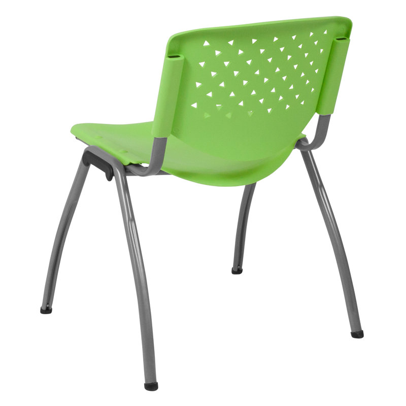 Green Plastic Stacking Reception Chair with Metal Frame