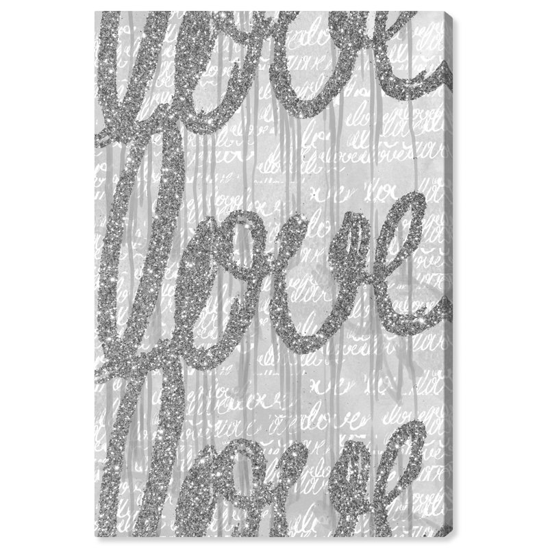 «Round and Round Tall Silver Glitter», reproduction d'art textuel sur toile tendue, H 45 po x l 30 po, Toile tendue