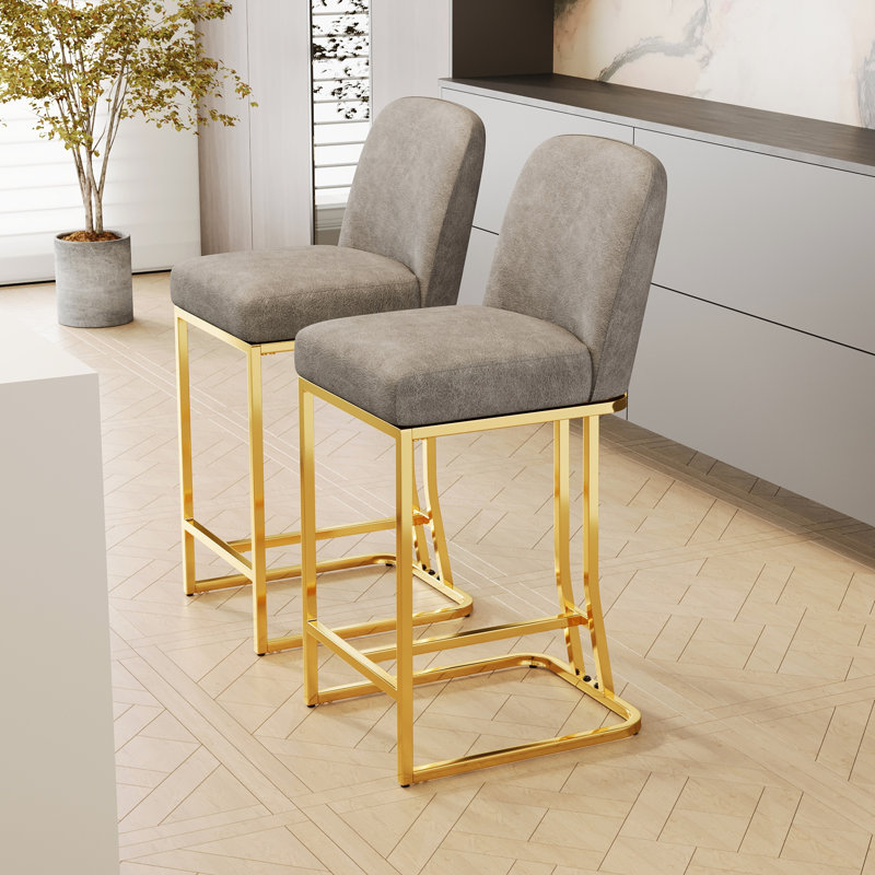 Ensemble de 2 chaises de bar de style moderne avec un design simple et des tabourets hauts confortables, Gris