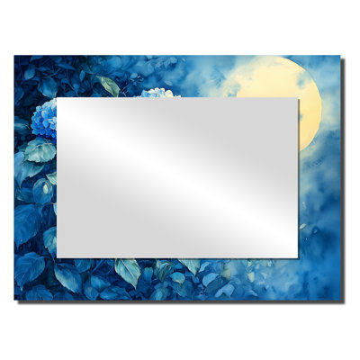 Hortensias sous le clair de lune II - Art mural miroir floral - imprimé sur métal