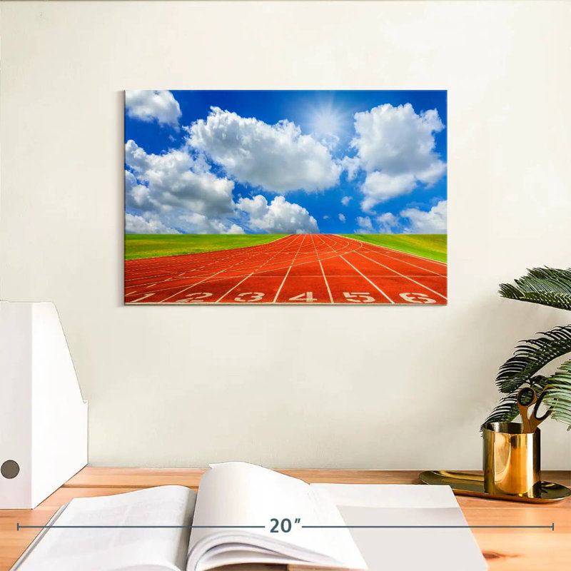 Cloudscape Over Running Track, 8" H x 12" W