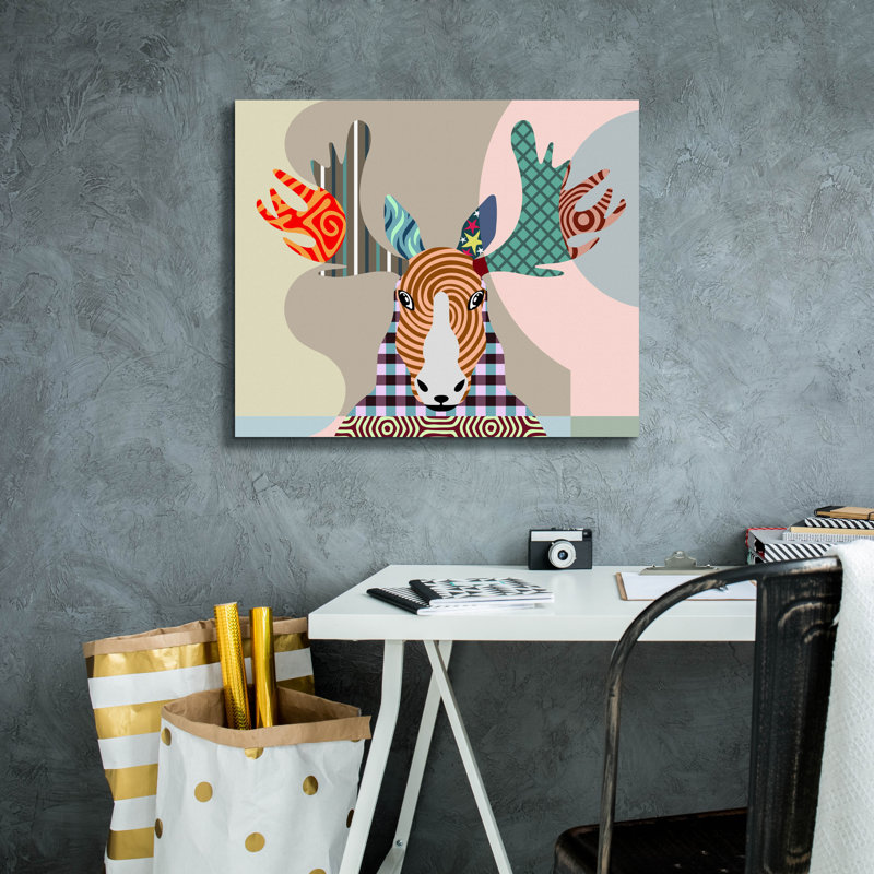 «Elk Moose» par Lanre Adefioye, art mural sur toile, 24 po x 20 po