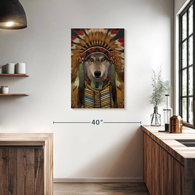 Brampt Wolf Spirit Chief, 36" H x 24" W