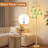 Mid Century Modern Floor Lamp With Adjustable Brass Tree Design And Green Glass Shade, Vintage Boho Style For Living Room And Bedroom