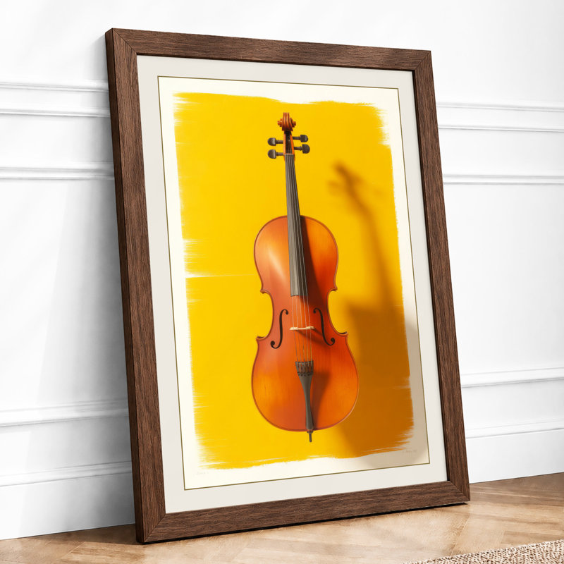 Cello On Gold Modern - Print, Walnut, A4 - 29.7 x 21.0 cm