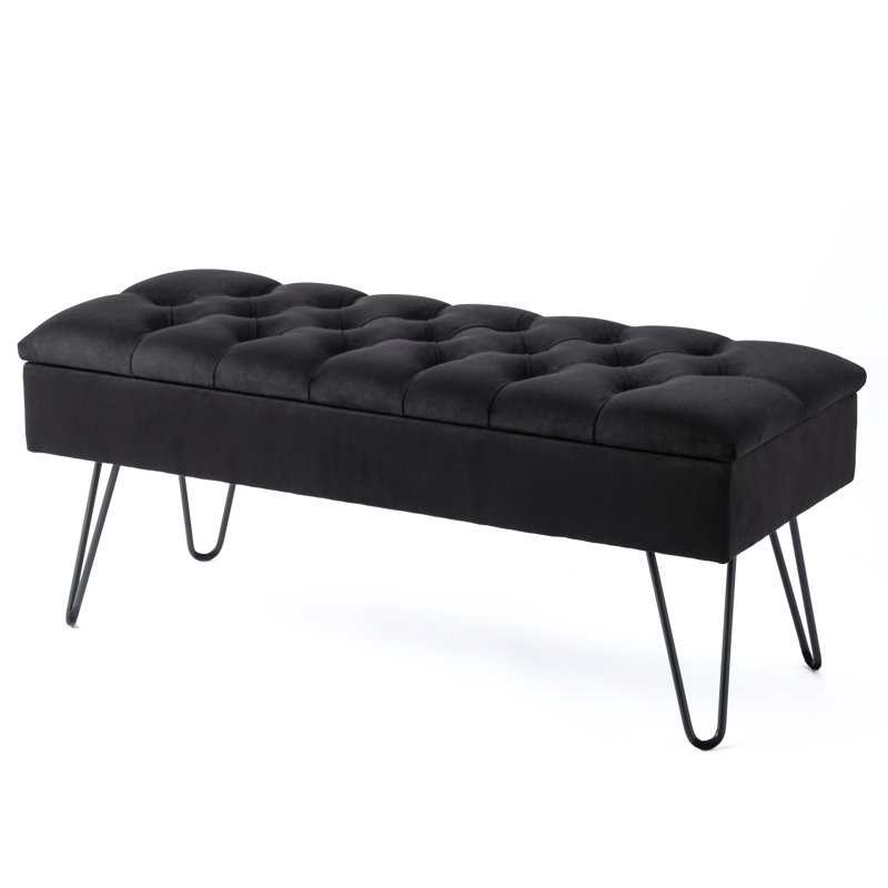 Middleborough Velvet Upholstered Storage Bench, 44cm H x 100cm W x 30cm D