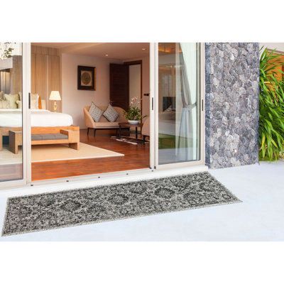 Tapis d'intérieur / extérieur gris Kaed