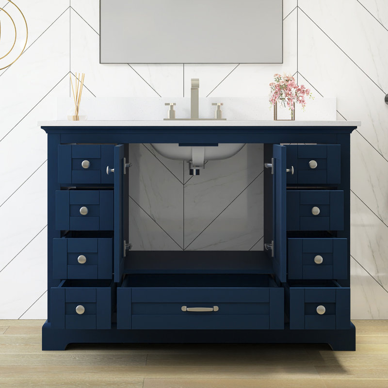 Ensemble de meuble-lavabo autoportant 48 po avec plateau en marbre 48 po