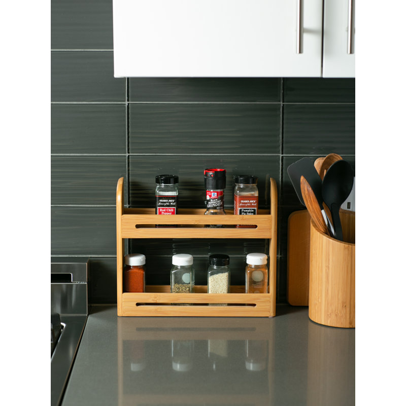 Unfinished Bamboo 2-Shelf Wall Mounted Spice Rack