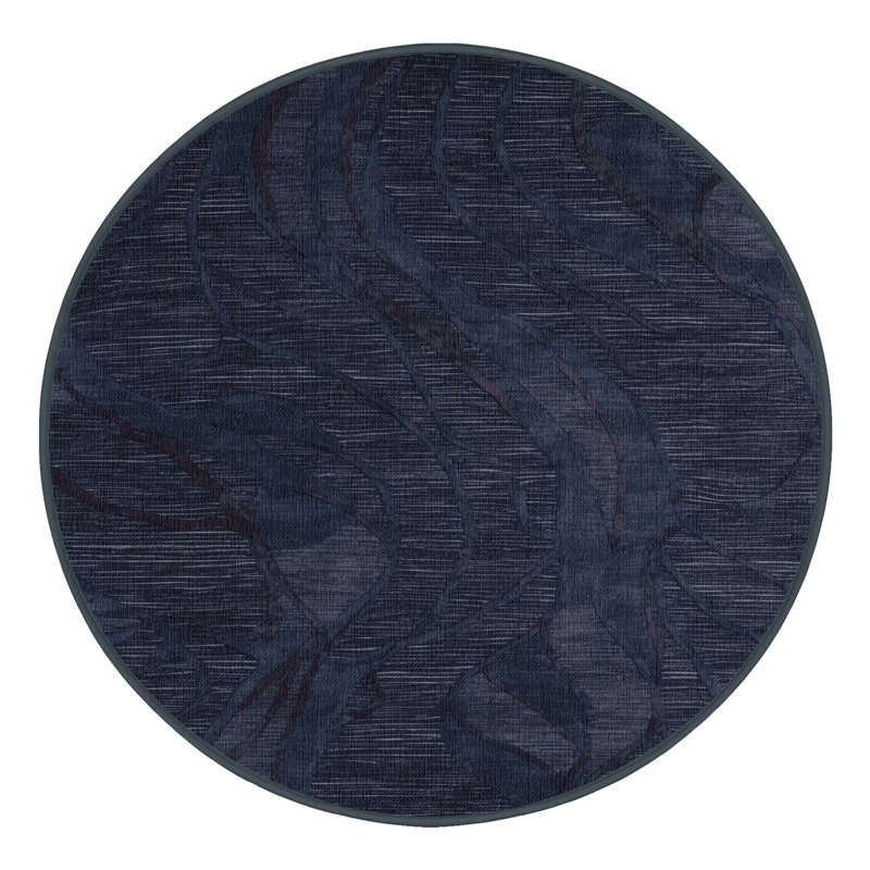 Tapis abstrait gris lavable à la machine, Rond 5 pi