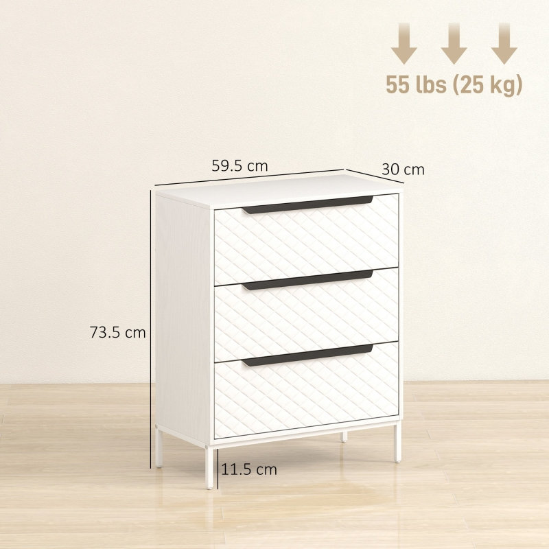 59.5 cm W 3 -Drawer Filing Cabinet, White