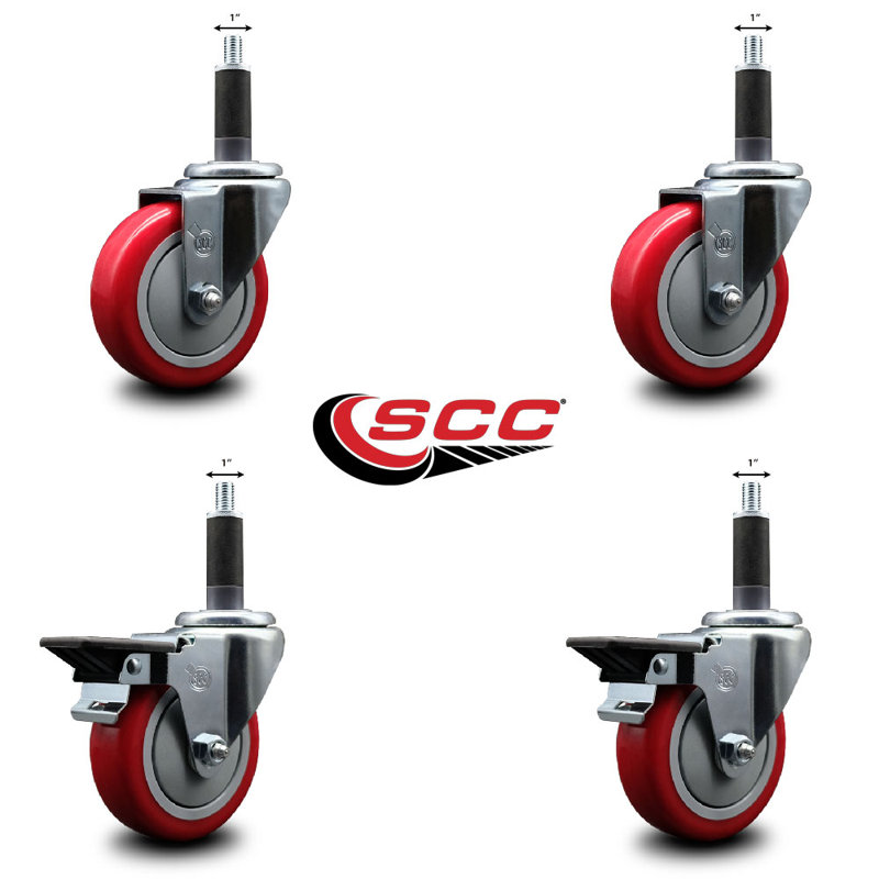 Ensemble de roulettes extensibles pivotantes en poly 1 roue 2 pouces SCC