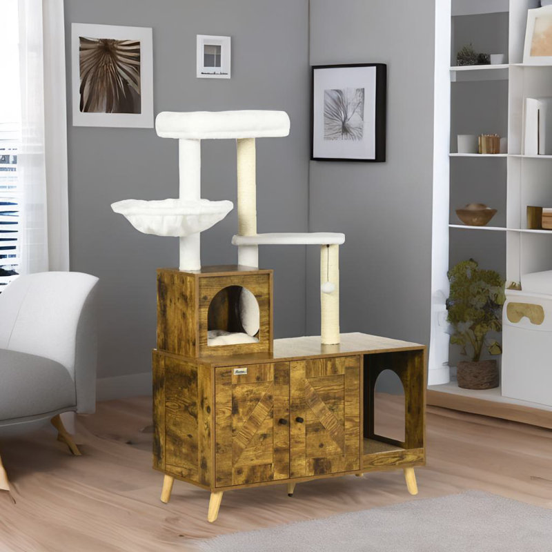 Cat Tree With Litter Box Enclosure