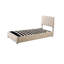 Lit de rangement hydraulique simple avec touche moderne rembourrée et structure beige
