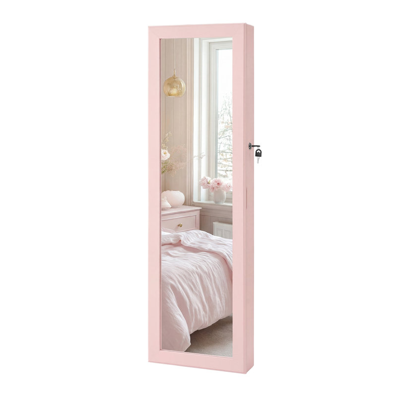 Over The Door Jewelry Armoire with Mirror, Pink