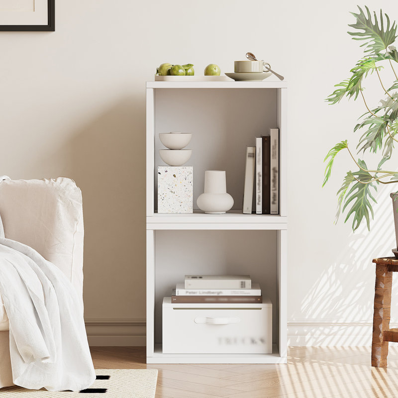 Bibliothèque de rangement à cubes ouverts, étagère de rangement autoportante à compartiment unique pour adultes, Blanc