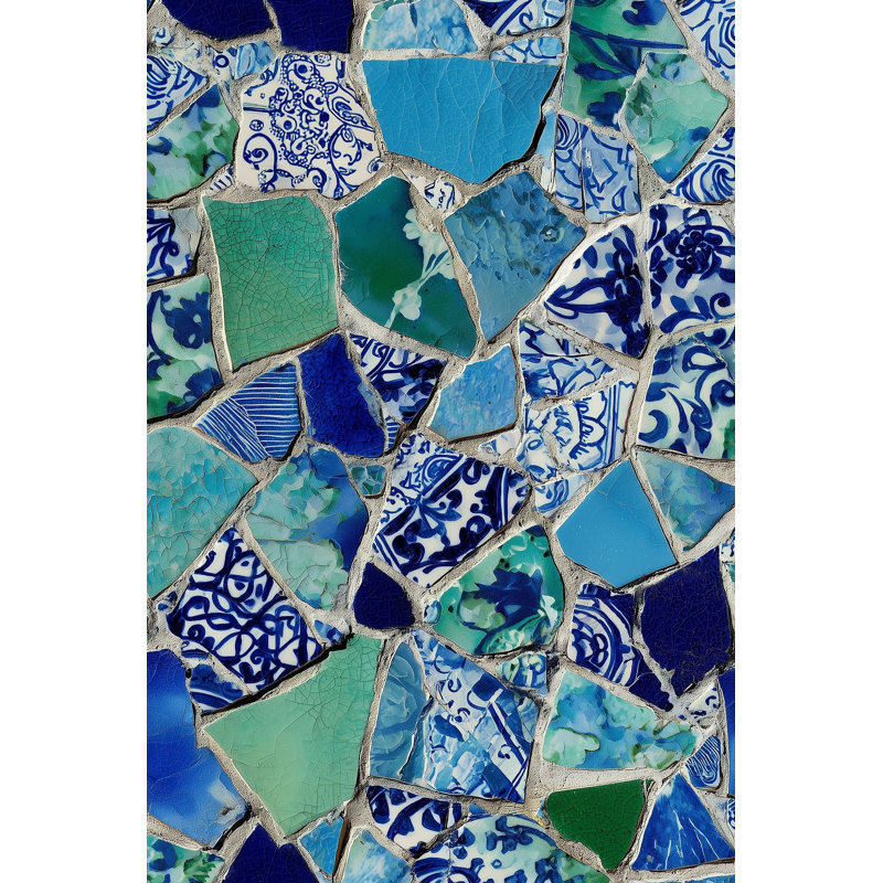 Mosaic Wallpaper Ceramic Mural Blue Wall Decor