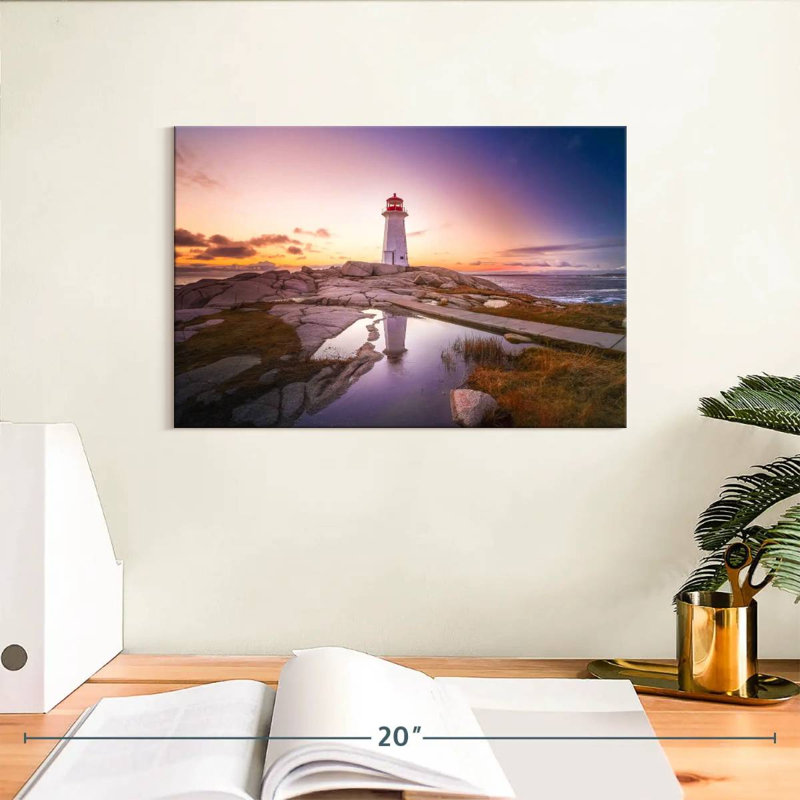 Peggys point lighthouse sunset Aletra, H 8 po x l 12 po