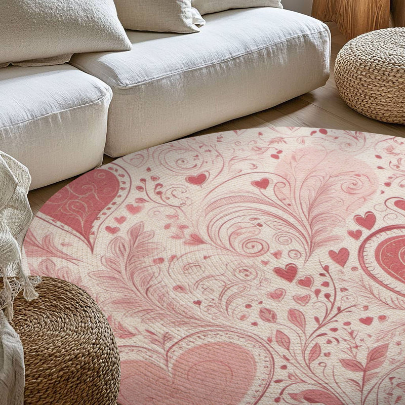 Tapis tressé rose Affection, Rond 5 pi