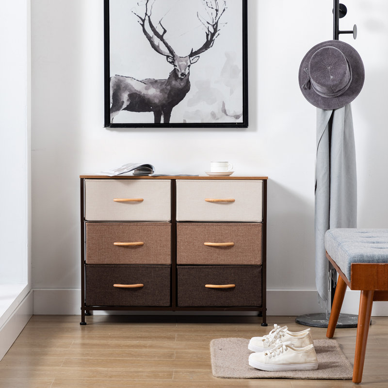 Commode 6 tiroirs Ellerbe, Beige / Taupe / Brun