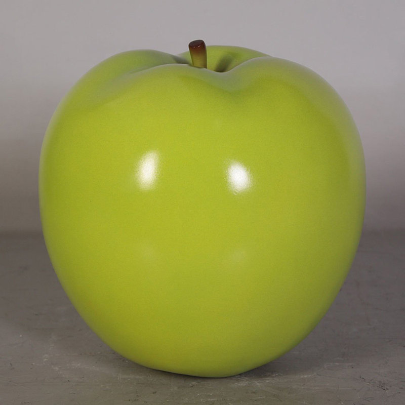 Statue de pomme verte surdimensionnée, H 10 po x l 10,75 po x P 10,75 po