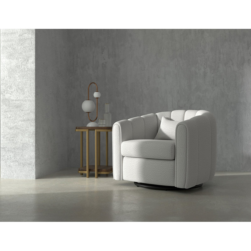 Fauteuil d'appoint pivotant Vira, tissu, dossier capitonné, Polyester ivoire