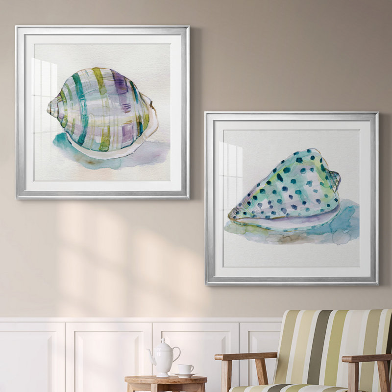 Malecon Shell III - ensemble de 2 reproductions d'art sur toile tendue, H 26,5 po x l 53 po x P 1,5 po, Blanc