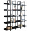 Bibliothèque à 5 niveaux avec look industriel rétro pour bureau personnel et acier, capacité de charge de 80 lb, dispositif de chute, capacité de bibliothèque ouverte facile à assembler par tablette, caractéristique