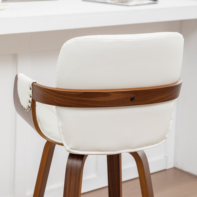 Youngstown Upholstered Swivel Counter Stool With Wood Frame, White