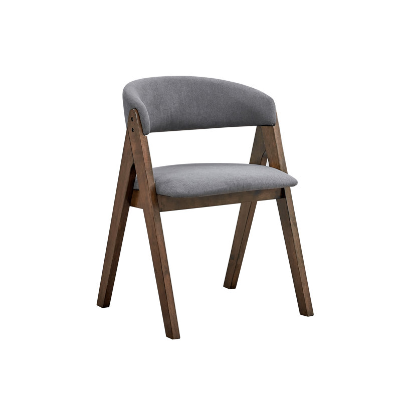 Paire de chaises d'appoint élégantes en tissu gris - Base tapissier tendance à finition noyer